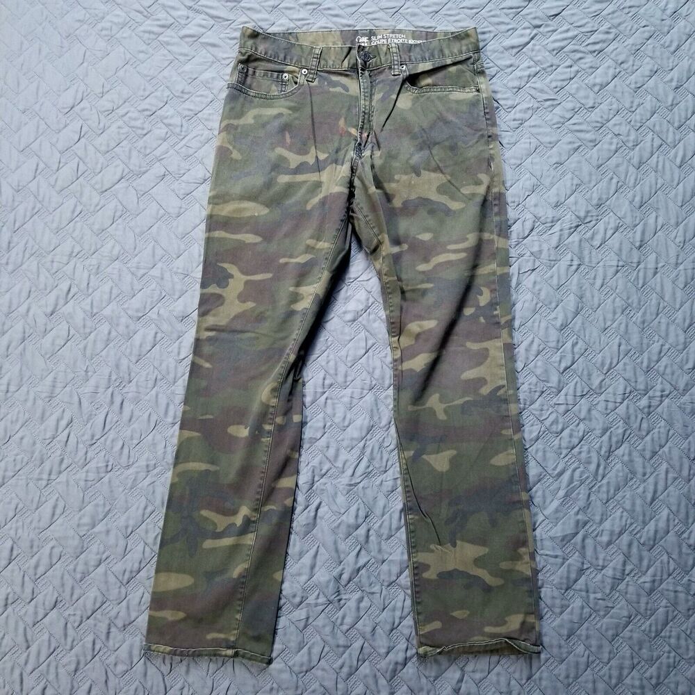 Gap Pants‎ Mens 30x30 Green Camo Slim Stretch Coupe Etroite Extensible Dark Wash